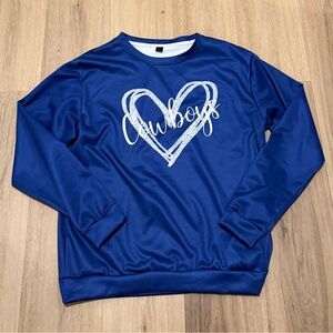 Blue 'Cowboys' Heart Graphic Women’s Sweatshirt size Large